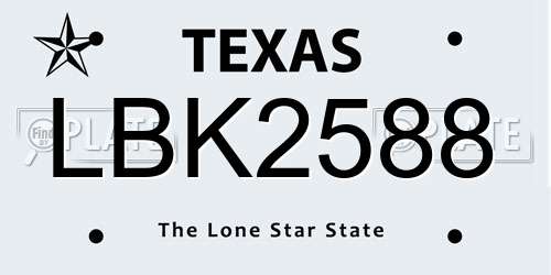 LBK2588 Texas License Plate