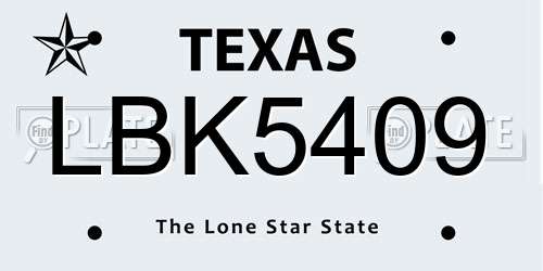 LBK5409 Texas License Plate