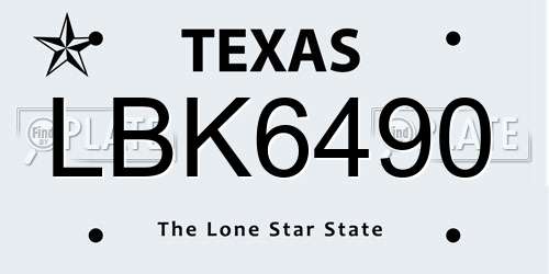 LBK6490 Texas License Plate