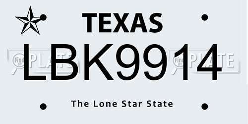 LBK9914 Texas License Plate