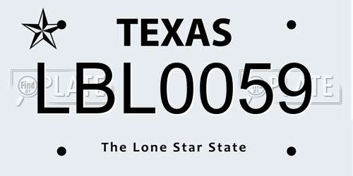 LBL0059 Texas License Plate