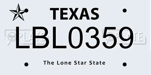 LBL0359 Texas License Plate