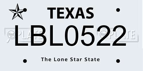 LBL0522 Texas License Plate