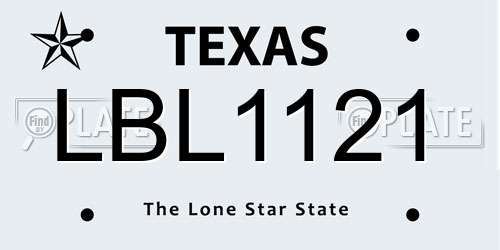 LBL1121 Texas License Plate