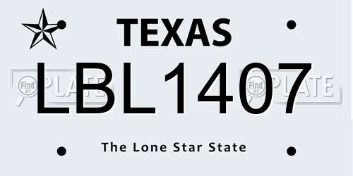 LBL1407 Texas License Plate