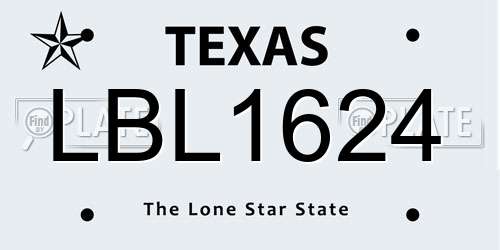 LBL1624 Texas License Plate