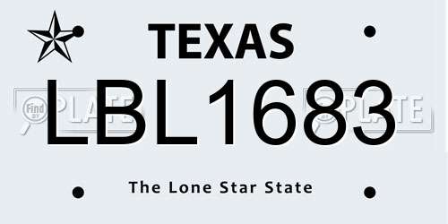 LBL1683 Texas License Plate