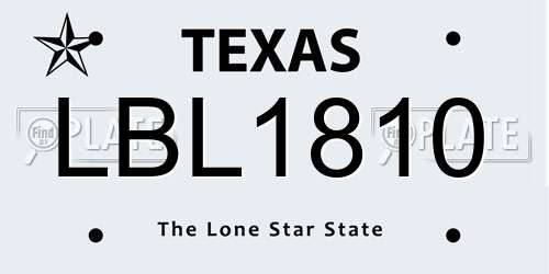 LBL1810 Texas License Plate