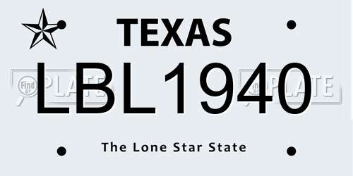LBL1940 Texas License Plate