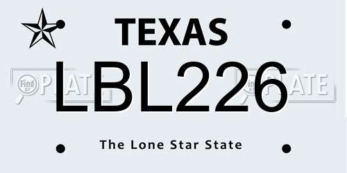LBL226 Texas License Plate