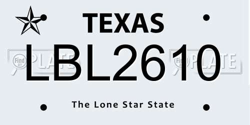LBL2610 Texas License Plate