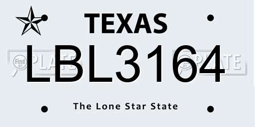 LBL3164 Texas License Plate
