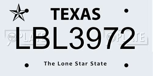 LBL3972 Texas License Plate
