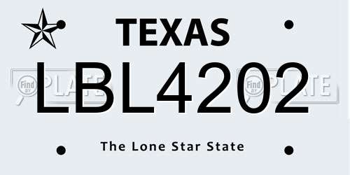 LBL4202 Texas License Plate