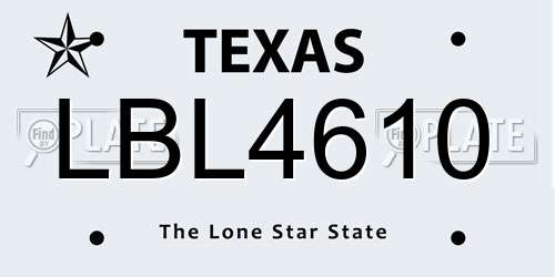 LBL4610 Texas License Plate