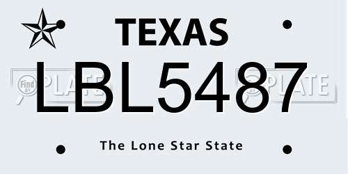 LBL5487 Texas License Plate