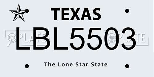LBL5503 Texas License Plate