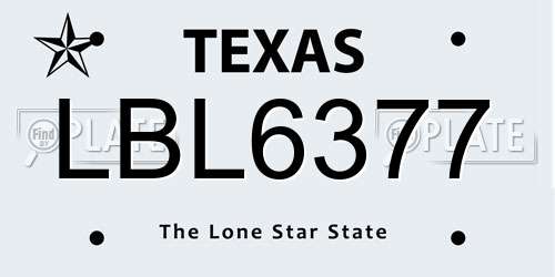 LBL6377 Texas License Plate