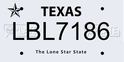 LBL7186 Texas License Plate