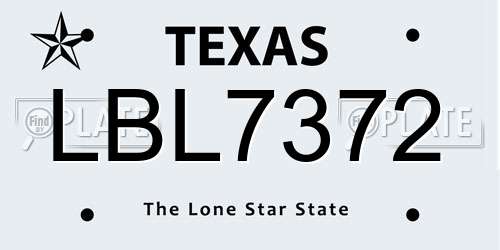 LBL7372 Texas License Plate