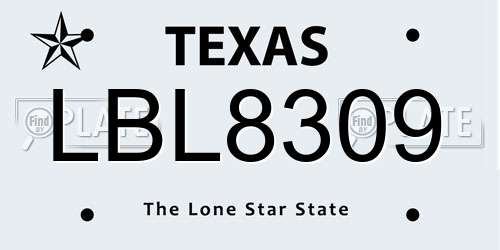 LBL8309 Texas License Plate