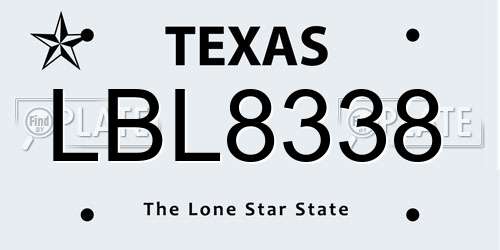 LBL8338 Texas License Plate