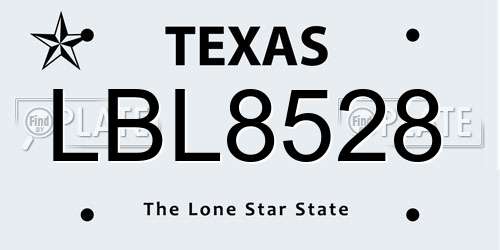 LBL8528 Texas License Plate
