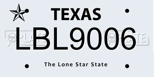 LBL9006 Texas License Plate
