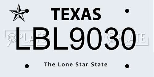 LBL9030 Texas License Plate