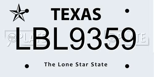 LBL9359 Texas License Plate