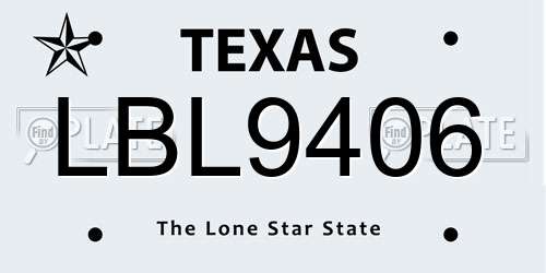 LBL9406 Texas License Plate