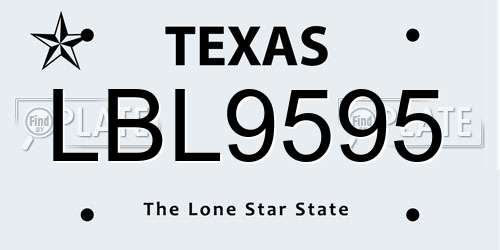LBL9595 Texas License Plate