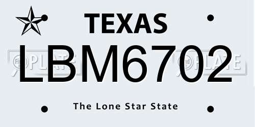 LBM6702 Texas License Plate