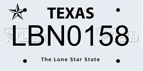 LBN0158 Texas License Plate