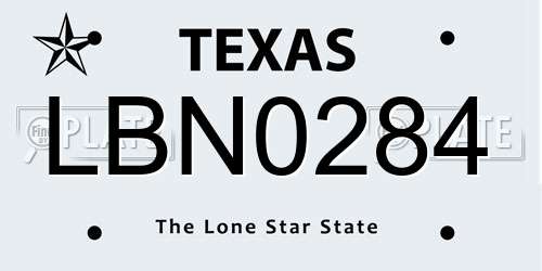 LBN0284 Texas License Plate
