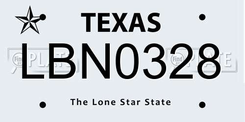 LBN0328 Texas License Plate