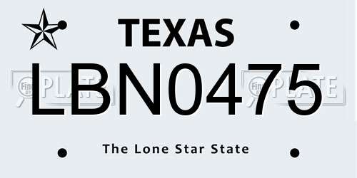 LBN0475 Texas License Plate