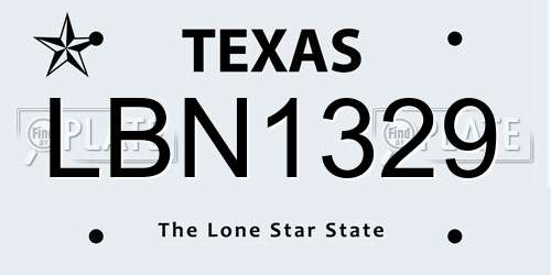 LBN1329 Texas License Plate