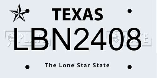 LBN2408 Texas License Plate