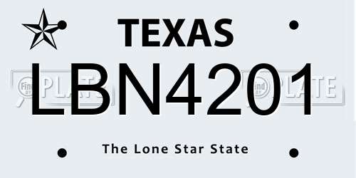 LBN4201 Texas License Plate