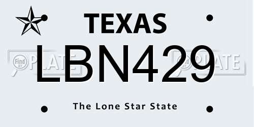 LBN429 Texas License Plate