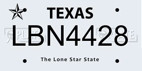 LBN4428 Texas License Plate