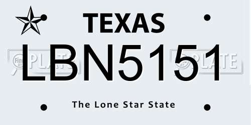 LBN5151 Texas License Plate