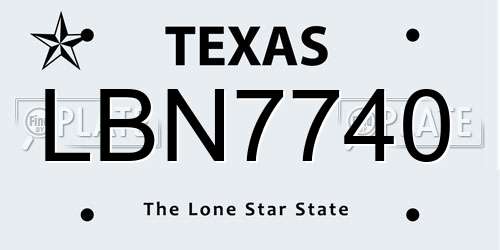 LBN7740 Texas License Plate