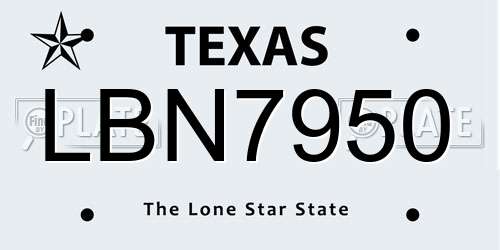 LBN7950 Texas License Plate