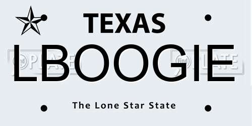 LBOOGIE Texas License Plate