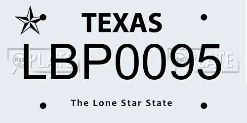LBP0095 Texas License Plate