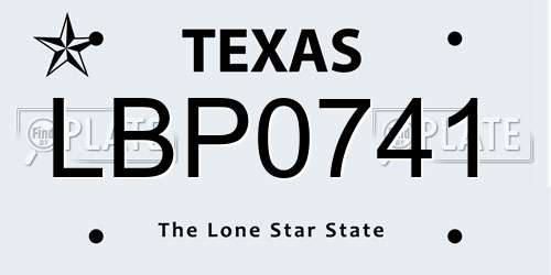 LBP0741 Texas License Plate