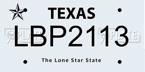 LBP2113 Texas License Plate