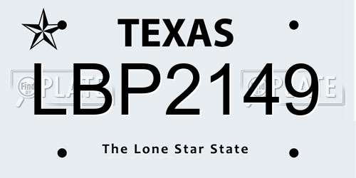 LBP2149 Texas License Plate